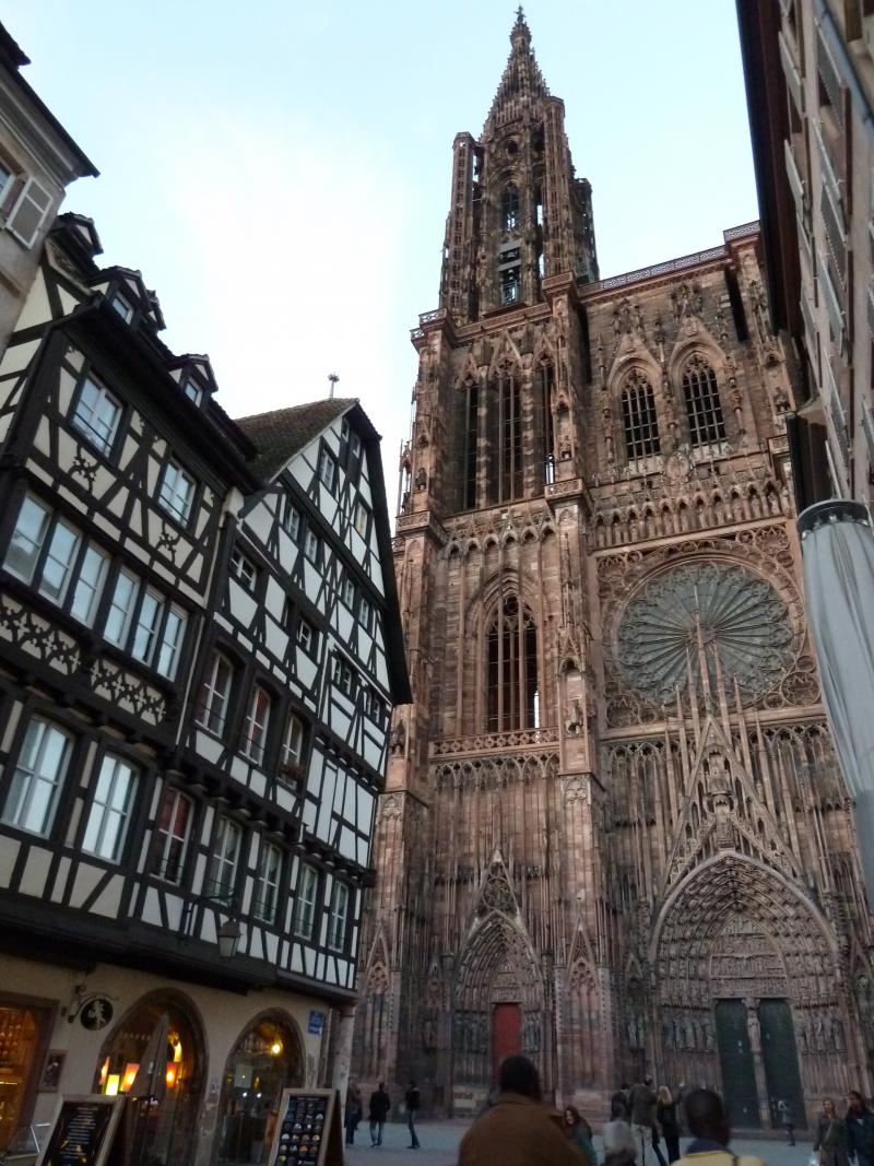Kathedraal en huizen in vakwerk in Straatsburg