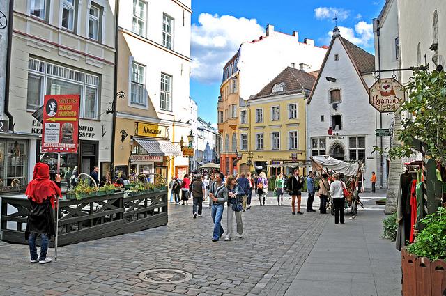 Winkelwandelstraat in het centrum van de Estse hoofdstad