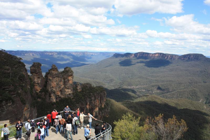 De eucalyptusbossen van de Blue Mountains trekken veel toeristen.