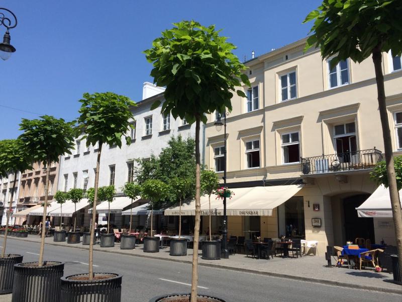 De gezellige straat die leidt naar de oude stad.