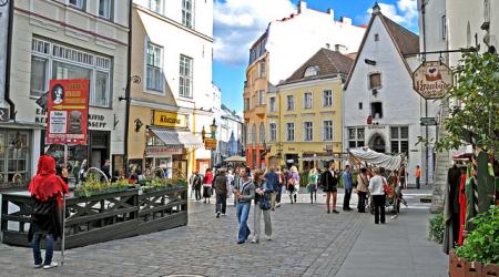 Winkelwandelstraat in het centrum van de Estse hoofdstad